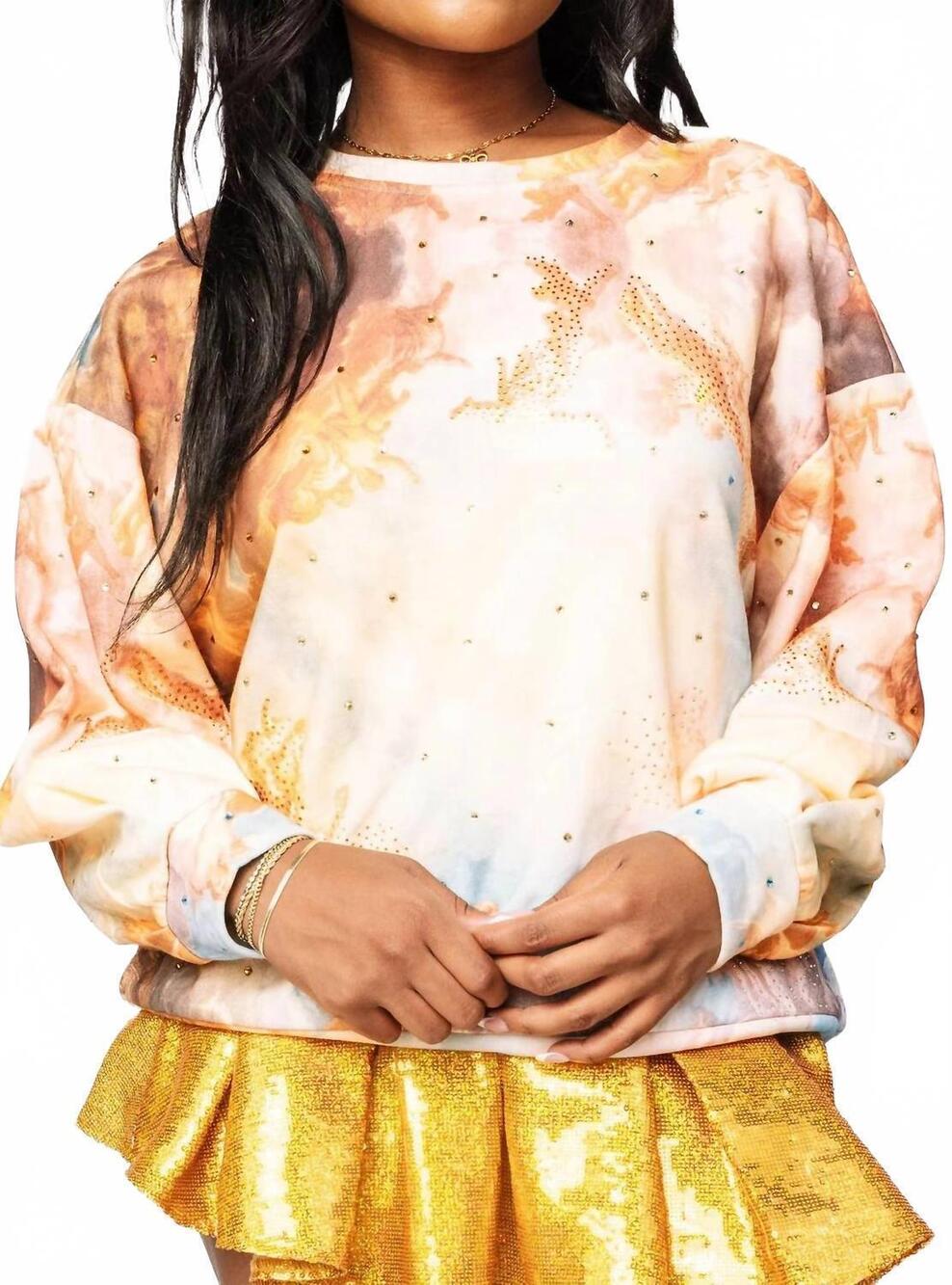 NEW QUEEN OF SPARKLES roman painting sweatshirt in multi